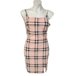 ❤️ 4/$20 No Boundaries dress Women's large Pink black white plaid Sleeveless